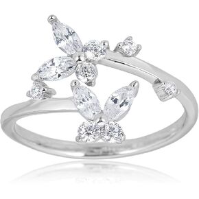 AVORA 925 Sterling Silver Adjustable Butterfly Toe Ring with Simulated Diamond CZ in Saudi Arabia