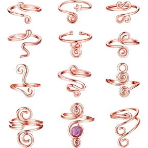 HAIAISO 12PCS Adjustable Toe Rings for Women Gold Silver Open African Toe Rings Summer Beach Foot Jewelry Set