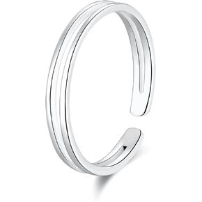 SILBERTALE 925 Sterling Silver Open Cuff Toe Ring for Women Adjustable Pinky Ring Band Size 2-4…