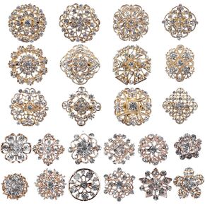 Lot 24pc Clear Rhinestone Crystal Flower Brooches Pins in Saudi Arabia