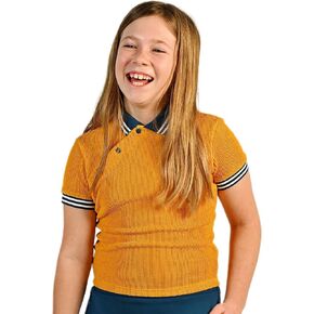 Marie Birdie Go Ask Alice بأكمام قصيرة بولو UPF50+ جاكار جولف زي بأزرار قطرية للمراهقين والمراهقين من عمر 8 إلى 18 عامًا