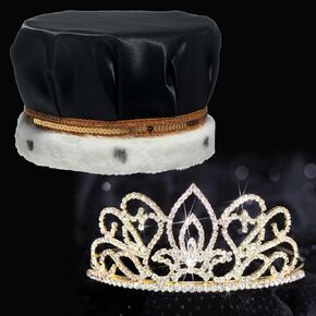 Satin King Crown and Gold Adela Queen Tiara Royalty Set