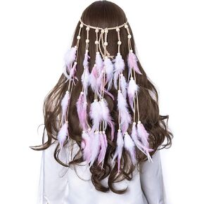 LUREME Hippie Feather Headband for Women-Indian Headwear Costume Headdress Feather Hair Accessories (hb000010)