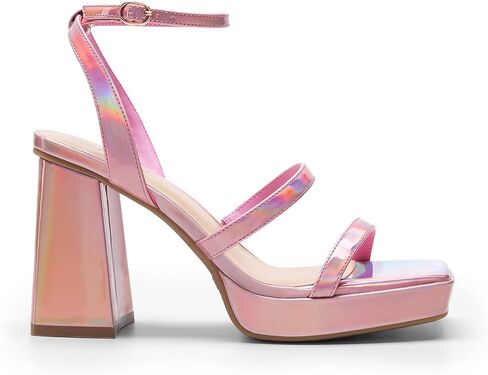 صنادل نسائية من DREAM PAIRS بكعب عريض وكعب مفتوح وحزام الكاحل مربع للحفلات Y2K in Kuwait