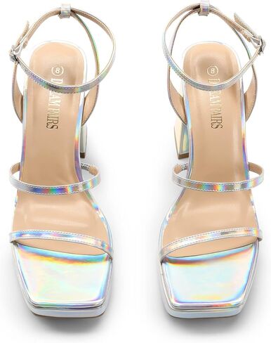 DREAM PAIRS Women's Platform Strappy Heels Open Toe Ankle Strap Square Party Sandals Y2K Dress Shoes in Saudi Arabia