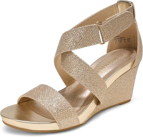 DREAM PAIRS Women's Elastic Ankle Strap Wedge Sandals in Kuwait