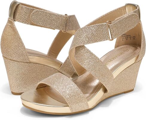 DREAM PAIRS Women's Elastic Ankle Strap Wedge Sandals in Kuwait