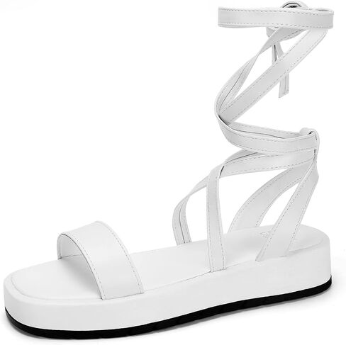 KEIIYJ Women Strappy Platform Sandals Comfortable Sole with Lace Up Cute Wedge Flatform Open Toe One Band Causal Summer in Saudi Arabia