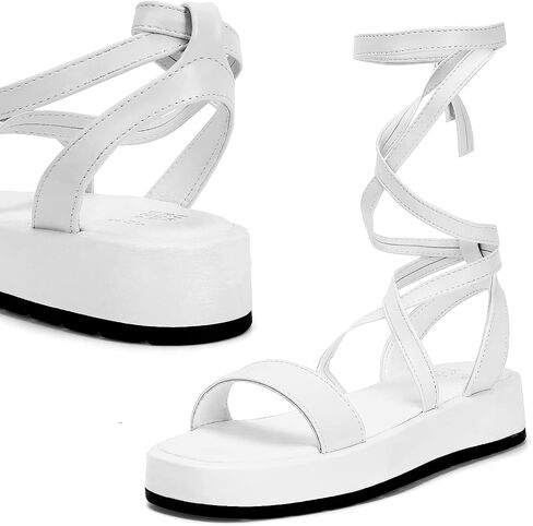 KEIIYJ Women Strappy Platform Sandals Comfortable Sole with Lace Up Cute Wedge Flatform Open Toe One Band Causal Summer in Saudi Arabia