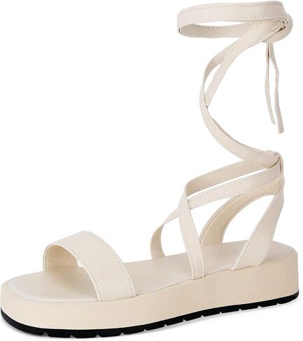 KEIIYJ Women Strappy Platform Sandals Comfortable Sole with Lace Up Cute Wedge Flatform Open Toe One Band Causal Summer in Saudi Arabia