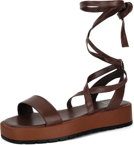 KEIIYJ Women Strappy Platform Sandals Comfortable Sole with Lace Up Cute Wedge Flatform Open Toe One Band Causal Summer in Saudi Arabia