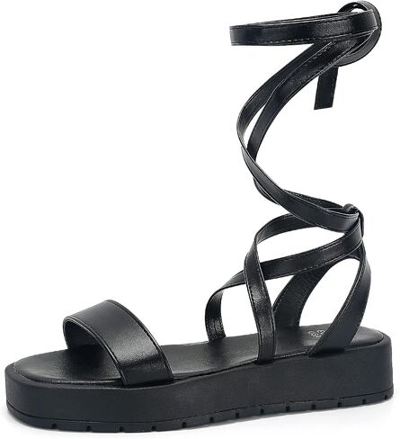 KEIIYJ Women Strappy Platform Sandals Comfortable Sole with Lace Up Cute Wedge Flatform Open Toe One Band Causal Summer in Saudi Arabia