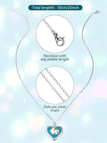 hicarer 5 قطع يونيكورن القلب المنجد قلادة الحيوان حورية البحر قوس قزح القلب تاج قلادة قلادة بريق لطيف فراشة زهرة في القلب سلسلة قلادة مجوهرات للفتيات الفتيان الاطفال عيد ميلاد in Kuwait