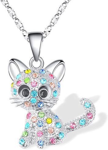Lanqueen Kitty Cat Pendant Necklace Jewelry for Women Girls Cat Lover Gifts Daughter Loved Necklace 18+2.4 inch Chain in Kuwait