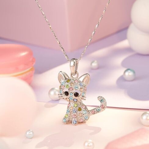 Lanqueen Kitty Cat Pendant Necklace Jewelry for Women Girls Cat Lover Gifts Daughter Loved Necklace 18+2.4 inch Chain in Kuwait