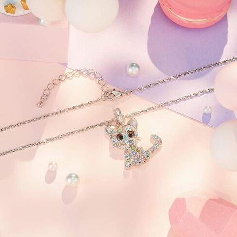 Lanqueen Kitty Cat Pendant Necklace Jewelry for Women Girls Cat Lover Gifts Daughter Loved Necklace 18+2.4 inch Chain in Kuwait