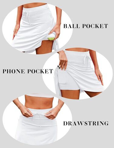 COOrun 20" Tennis Skirt Women Knee Length Golf Long Skort with Pockets High Waisted Athletic Sports Inner Shorts Skirts S-3XL in Kuwait