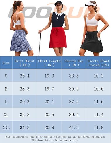 COOrun 20" Tennis Skirt Women Knee Length Golf Long Skort with Pockets High Waisted Athletic Sports Inner Shorts Skirts S-3XL in Kuwait
