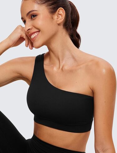 حمالة صدر رياضية بكتف واحد للنساء من CRZ YOGA Butterluxe - بدون أكمام وحزام واحد منخفض التأثير وغير متماثل للتمرينات الرياضية in Kuwait