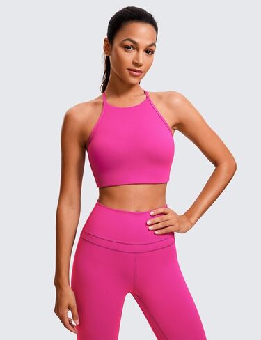 حمالة صدر رياضية للسيدات من CRZ YOGA Butterluxe برقبة عالية وظهر على شكل حرف Y - حمالة صدر مبطنة بظهر راسيرباك وحزام رفيع للتمرين واليوجا in Kuwait