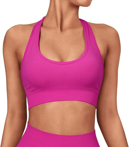 SUUKSESS Women Seamless Halter Sports Bra Open Back Padded Workout Crop Tank Tops in Kuwait