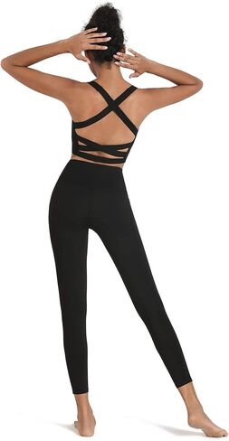 romansong Strappy Yoga حمالات الصدر الرياضية للنساء مبطن متقاطع الظهر تانك القمم in Kuwait