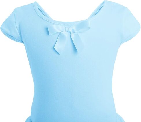 IDOPIP الفتيات قصيرة الأكمام فستان رقص الباليه Bowknot الشيفون توتو متجنب يوتار راقصة الباليه Dancewear الجمباز زي in Saudi Arabia