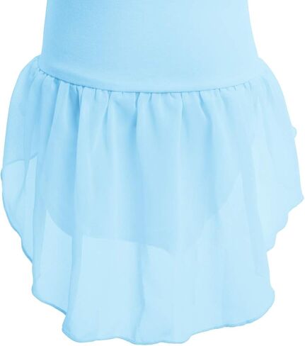 IDOPIP الفتيات قصيرة الأكمام فستان رقص الباليه Bowknot الشيفون توتو متجنب يوتار راقصة الباليه Dancewear الجمباز زي in Saudi Arabia