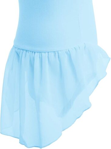 IDOPIP الفتيات قصيرة الأكمام فستان رقص الباليه Bowknot الشيفون توتو متجنب يوتار راقصة الباليه Dancewear الجمباز زي in Saudi Arabia