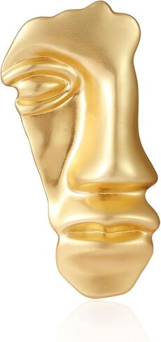 Yumikoo Golden Figure Face Mask Brooch - Vintage Minimalist Metal Brooches Women Men, Gold,Golden in Saudi Arabia