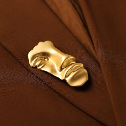 Yumikoo Golden Figure Face Mask Brooch - Vintage Minimalist Metal Brooches Women Men, Gold,Golden in Saudi Arabia