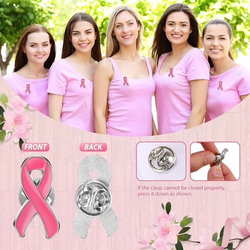 Hoteam 500 Pcs Breast Cancer Pink Ribbon Pins Breast Cancer Awareness Lapel Pin Hope Pink Ribbon Lapel Pin Charity Public Fundraiser Supplies for Breast Cancer Awareness in Kuwait
