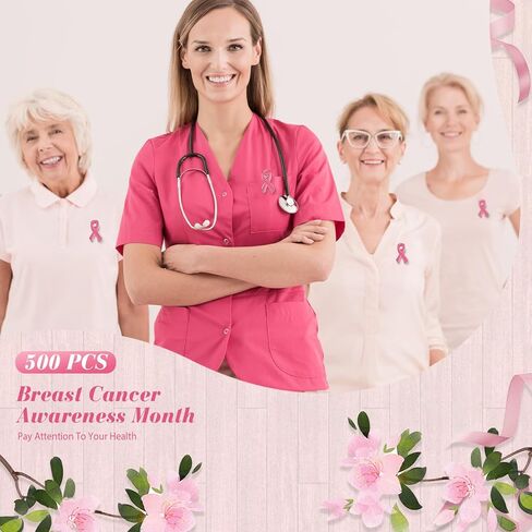 Hoteam 500 Pcs Breast Cancer Pink Ribbon Pins Breast Cancer Awareness Lapel Pin Hope Pink Ribbon Lapel Pin Charity Public Fundraiser Supplies for Breast Cancer Awareness in Kuwait