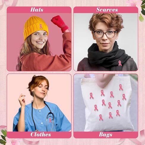 Hoteam 500 Pcs Breast Cancer Pink Ribbon Pins Breast Cancer Awareness Lapel Pin Hope Pink Ribbon Lapel Pin Charity Public Fundraiser Supplies for Breast Cancer Awareness in Kuwait