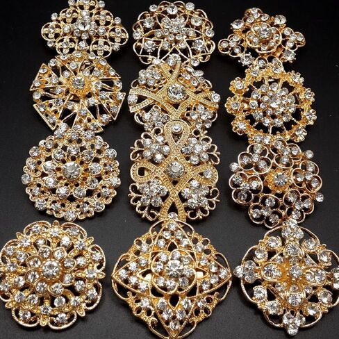 Mutian Fashion Lot 24 قطعة دبابيس دبابيس زهرة كريستال حجر الراين in Saudi Arabia