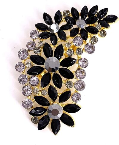 LAXPICOL Vintage Austrian Crystal Flower Leaf Bouquet Clusters Large Big Brooch Pin For Women Gold Tone in Kuwait