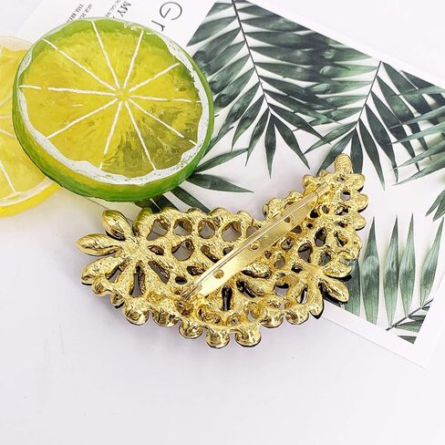 LAXPICOL Vintage Austrian Crystal Flower Leaf Bouquet Clusters Large Big Brooch Pin For Women Gold Tone in Kuwait