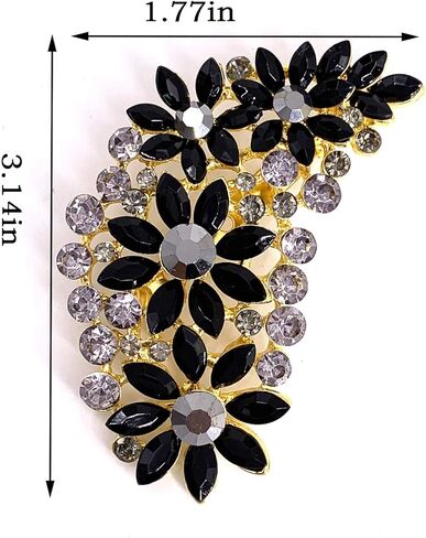 LAXPICOL Vintage Austrian Crystal Flower Leaf Bouquet Clusters Large Big Brooch Pin For Women Gold Tone in Kuwait