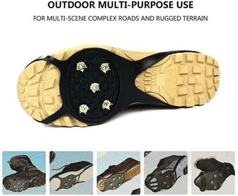TreereSea Ice Spikes for Shoes, Universal Ice Cleats Ice Grips Non-Slip Shoe Grips for Ice Sports- Anti Slip Rubber Grips with 5 Steel Studs Crampon in Kuwait