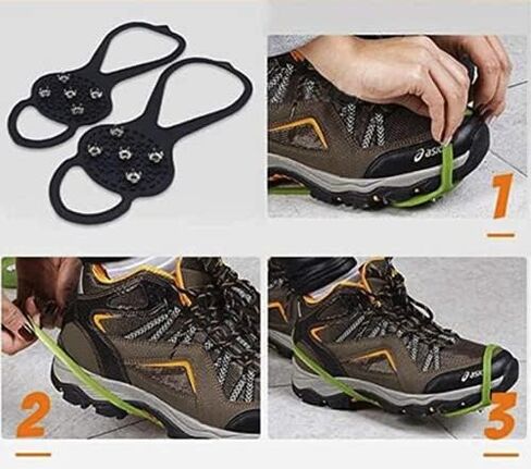 TreereSea Ice Spikes for Shoes, Universal Ice Cleats Ice Grips Non-Slip Shoe Grips for Ice Sports- Anti Slip Rubber Grips with 5 Steel Studs Crampon in Kuwait