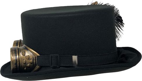 CHAPEAU TRIBE Black Steampunk Top Hat For Women With Removable Goggles Feather Halloween Vintage Hat Fancy Costume Cosplay Party Dress up Accessories For Adults Men & Women in Kuwait