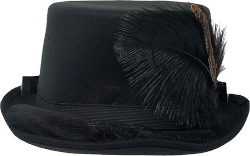 CHAPEAU TRIBE Black Steampunk Top Hat For Women With Removable Goggles Feather Halloween Vintage Hat Fancy Costume Cosplay Party Dress up Accessories For Adults Men & Women in Kuwait