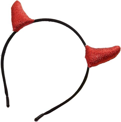 عصابة رأس من Merroyal Glitter Devil Horns للهالوين فستان تنكرية للحفلات التنكرية (أسود) in Kuwait