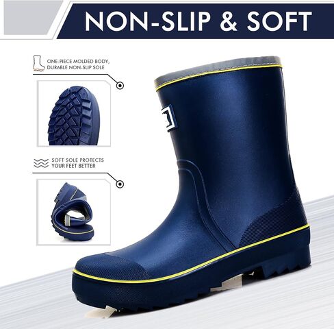 Rain Boots for Men, Waterproof PVC Rubber Boots Mens Garden Boots, Comfort Mid-Calf Lightweight Adjustable Raining Shoes, Elastic Chelsea Ankle Rain Boots Fishing Shoes for Yard Farm Outdoor Work in Kuwait