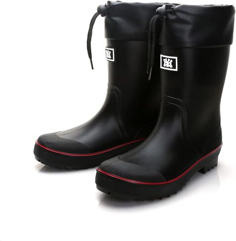 Rain Boots for Men, Waterproof PVC Rubber Boots Mens Garden Boots, Comfort Mid-Calf Lightweight Adjustable Raining Shoes, Elastic Chelsea Ankle Rain Boots Fishing Shoes for Yard Farm Outdoor Work in Kuwait
