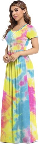 VIISHOW Women's Short Sleeve Loose Plain Maxi Dresses Casual Long Dresses with Pockets in Saudi Arabia
