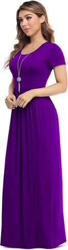 VIISHOW Women's Short Sleeve Loose Plain Maxi Dresses Casual Long Dresses with Pockets in Saudi Arabia