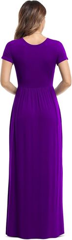 VIISHOW Women's Short Sleeve Loose Plain Maxi Dresses Casual Long Dresses with Pockets in Saudi Arabia