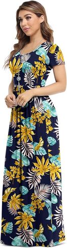 VIISHOW Women's Short Sleeve Loose Plain Maxi Dresses Casual Long Dresses with Pockets in Saudi Arabia