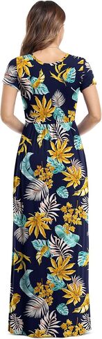 VIISHOW Women's Short Sleeve Loose Plain Maxi Dresses Casual Long Dresses with Pockets in Saudi Arabia